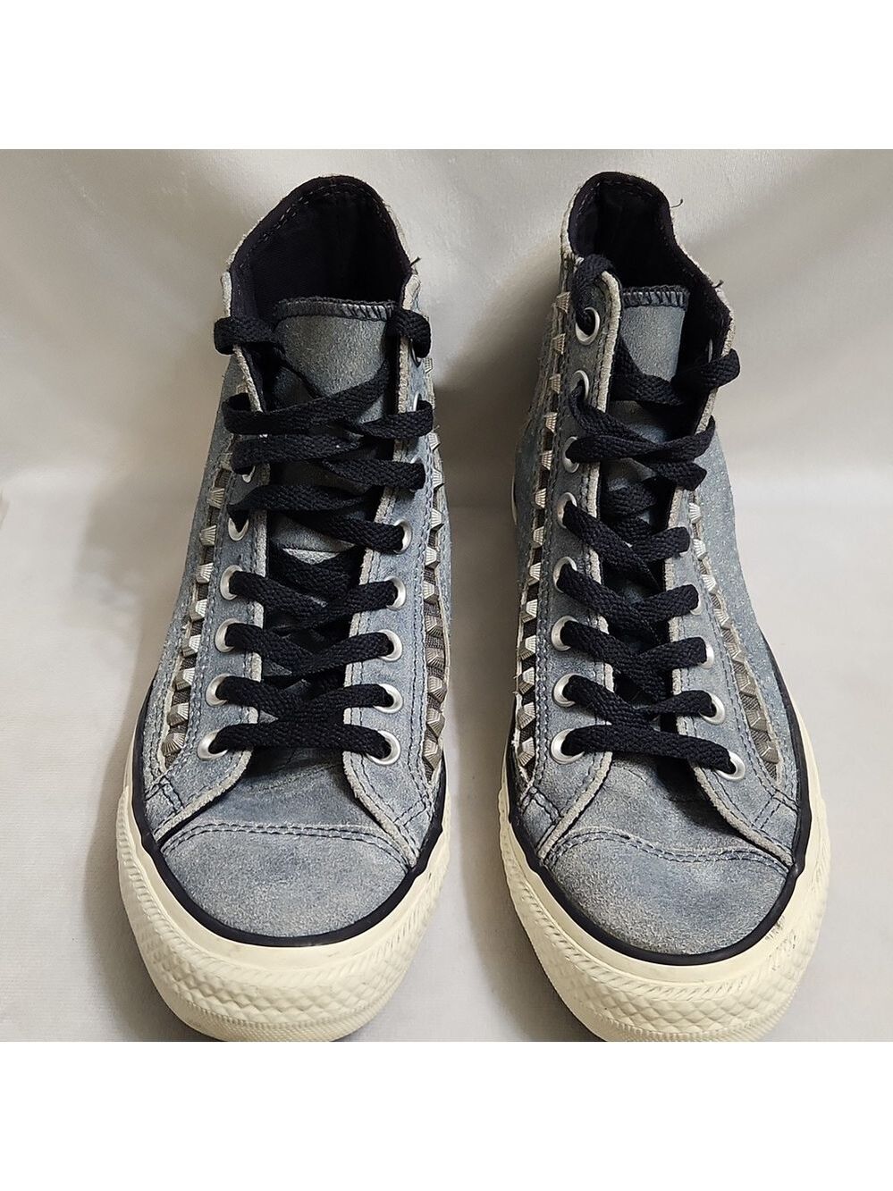 Converse CTAS Blue Stone Wash Denim Studded High Top Sneakers (W Size 8.5)